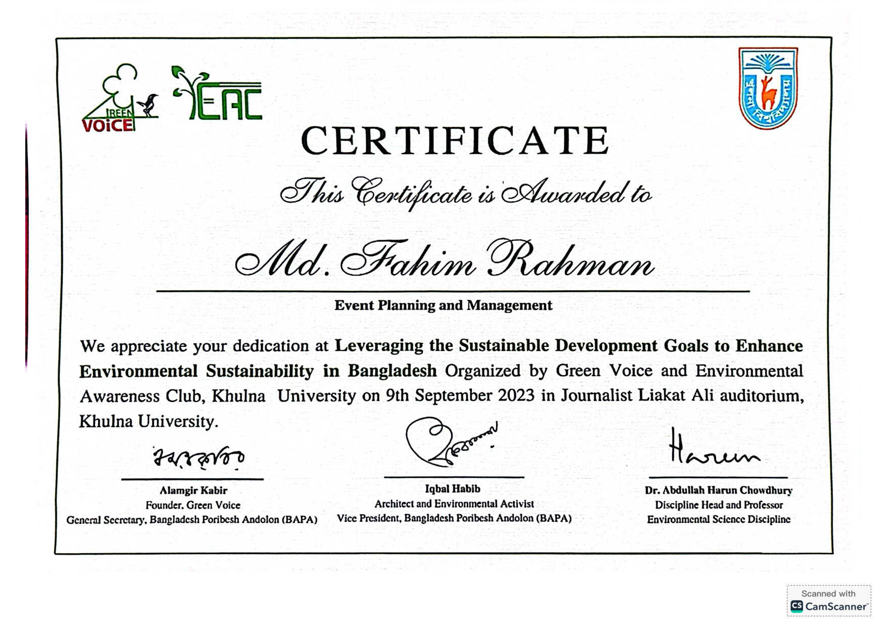 Certificate
